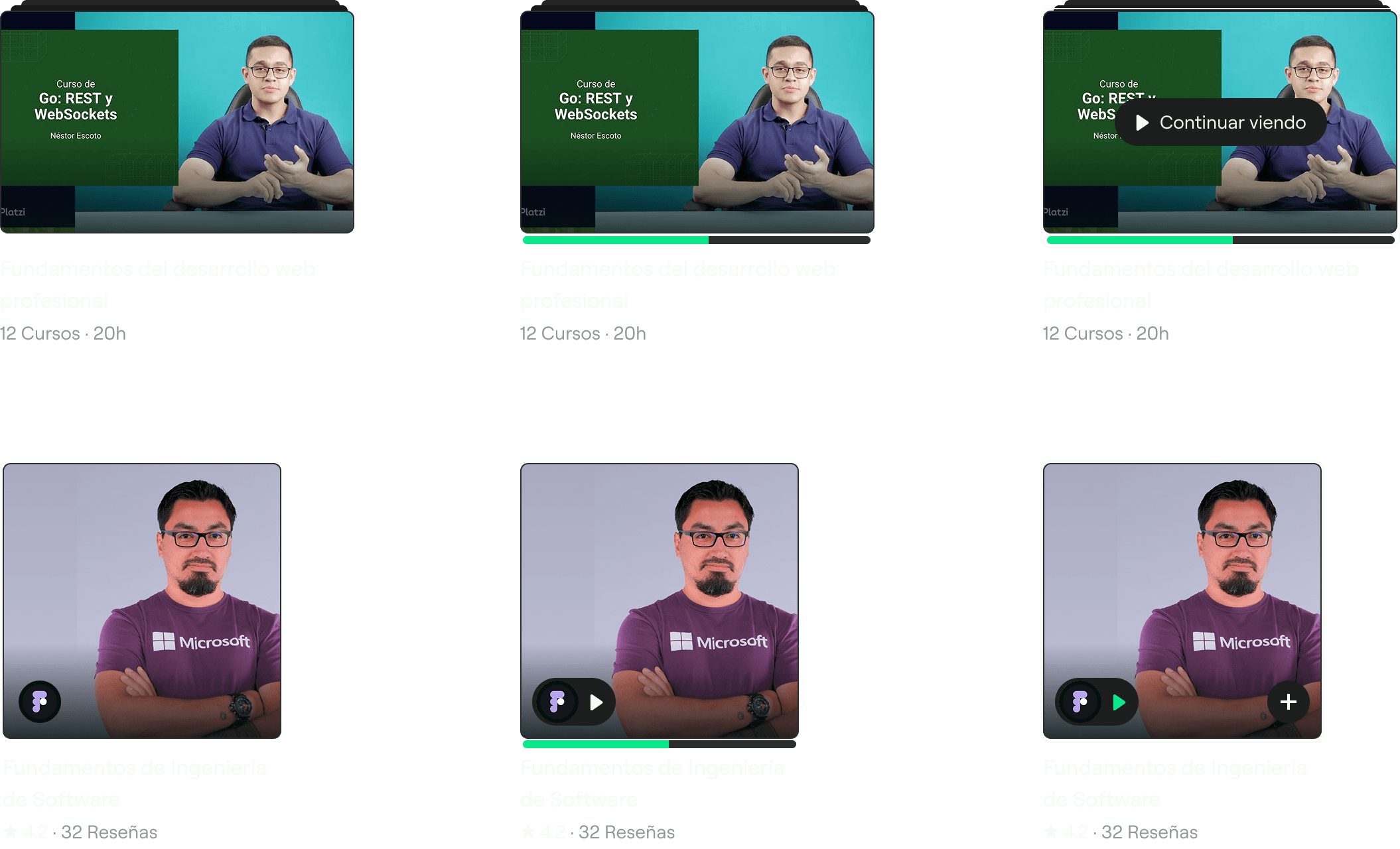 Video playback status courses